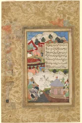 A Drunken Babur Returns to Camp at Night after a Boating Party in Celebration of the End of Ramadan